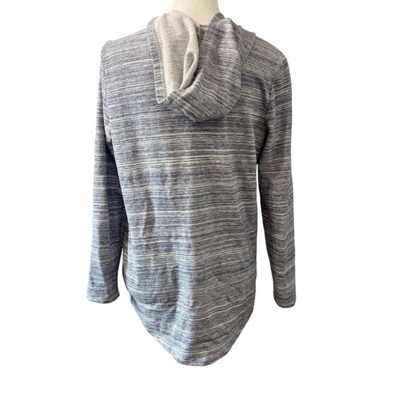 Womens Size S Gray Long Sleeve Striped Hooded Pullover Lightweight Top - Picture 3 of 10